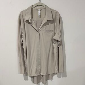 Athleta Taupe Casual Button Down Shirt